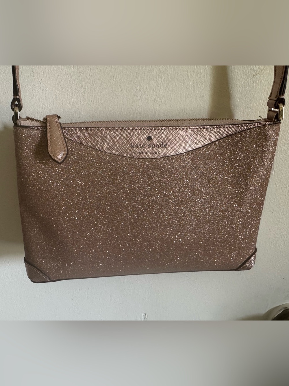 kate spade Rose Gold Glitter Zip Handbag